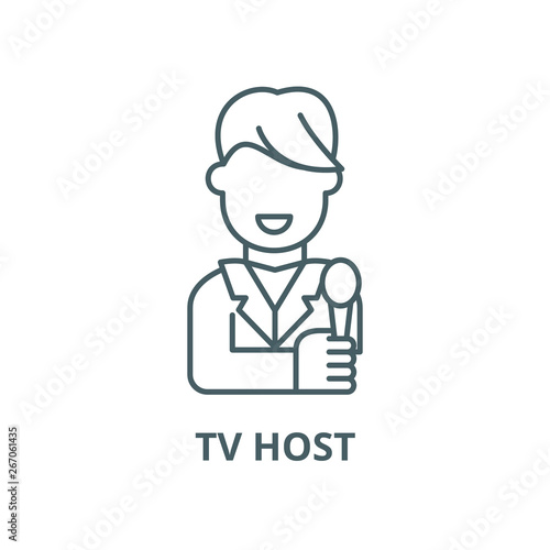 Tv host vector line icon, outline concept, linear sign