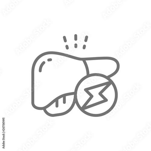 Liver obesity, visceral fat line icon.