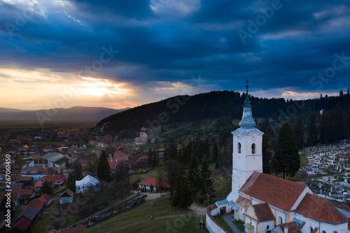 Wallpaper Mural Dramatic sunset in Transylvania view from a drone. Torontodigital.ca