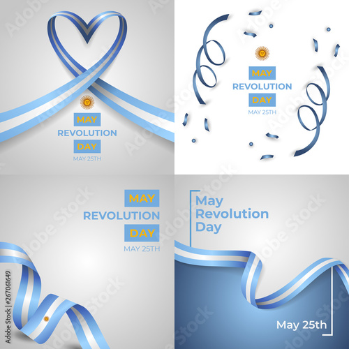 Happy May Revolution Day Vector Template Design Illustration Set