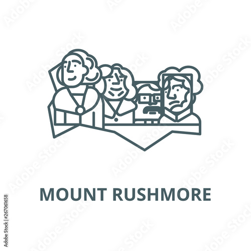 Usa presidents,mount rushmore vector line icon, outline concept, linear sign