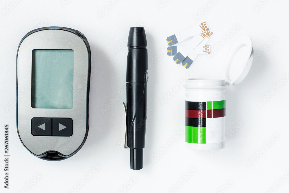 blood glucose meter for measuring blood sugar test strips and pen