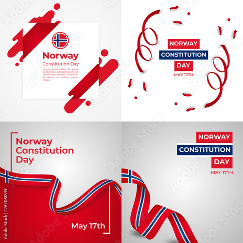 Happy Norway Constitution Day Vector Template Design Illustration Set