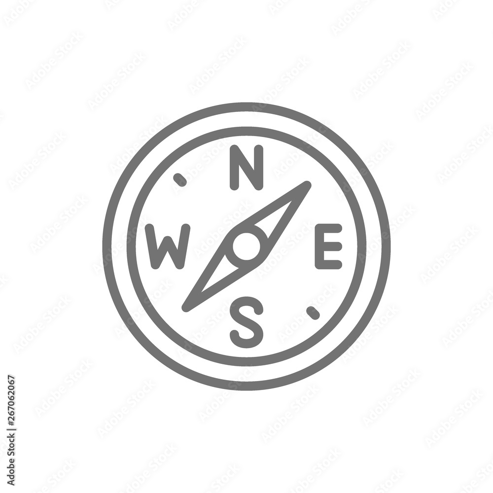 Compass, navigation, west, east, south, north line icon. Compass, navigation, west, east, south, north line icon.