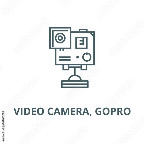 Video camera, gopro vector line icon, outline concept, linear sign