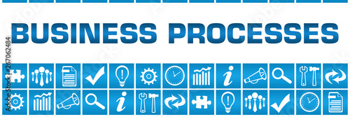 Business Processes Blue Box Grid Business Symbols 