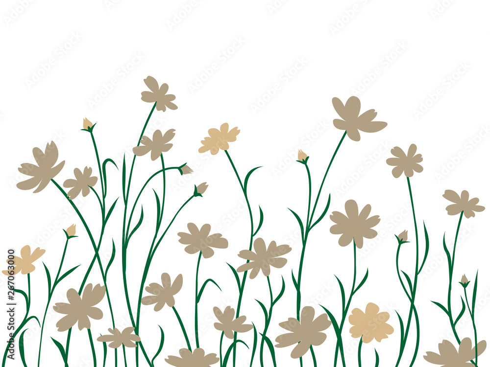 Abstract meadow flowers, seamless border.