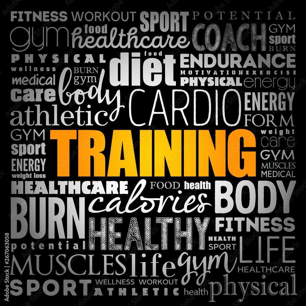 Obraz premium TRAINING word cloud, fitness, sport, health concept