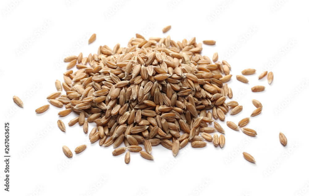 Spelt grains isolated on white background