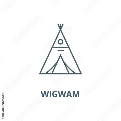 Canvas Print Wigwam vector line icon, outline concept, linear sign