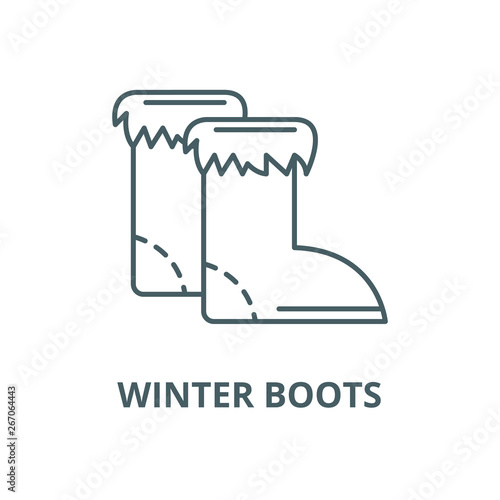 Winter boots vector line icon, outline concept, linear sign