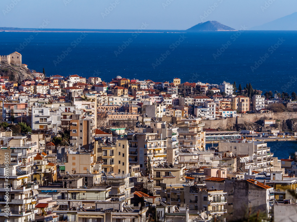 Centre of Kavala city - small island in the background