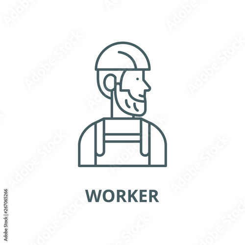 Worker vector line icon, outline concept, linear sign