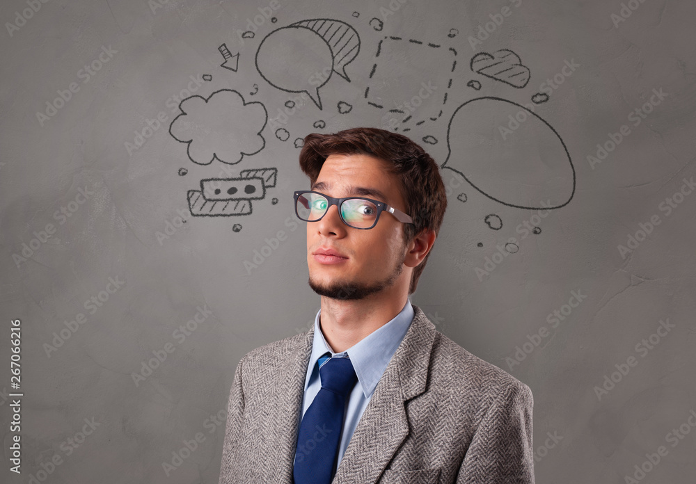 Student thinking with speech bubble concept Student thinking with speech bubble concept