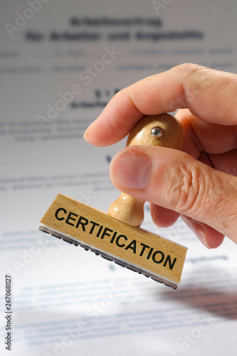 Billede på lærred certification printed on rubber stamp