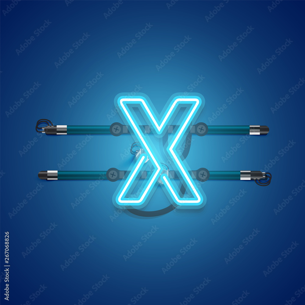Realistic glowing blue neon charcter, vector illustration Realistic glowing blue neon charcter, vector illustration