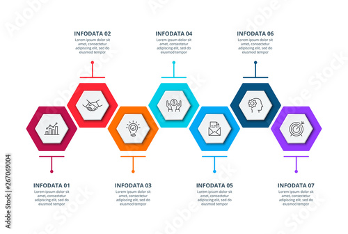 Creative concept for infographic with 7 steps, options, parts or processes. Business data visualization. Vector business template for timeline presentation.