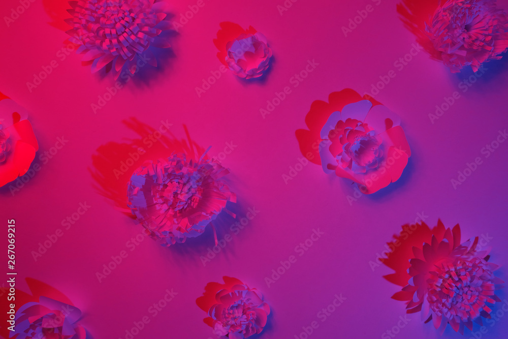 White paper flowers made of white paper on white background. White paper flowers made of white paper on white background.
