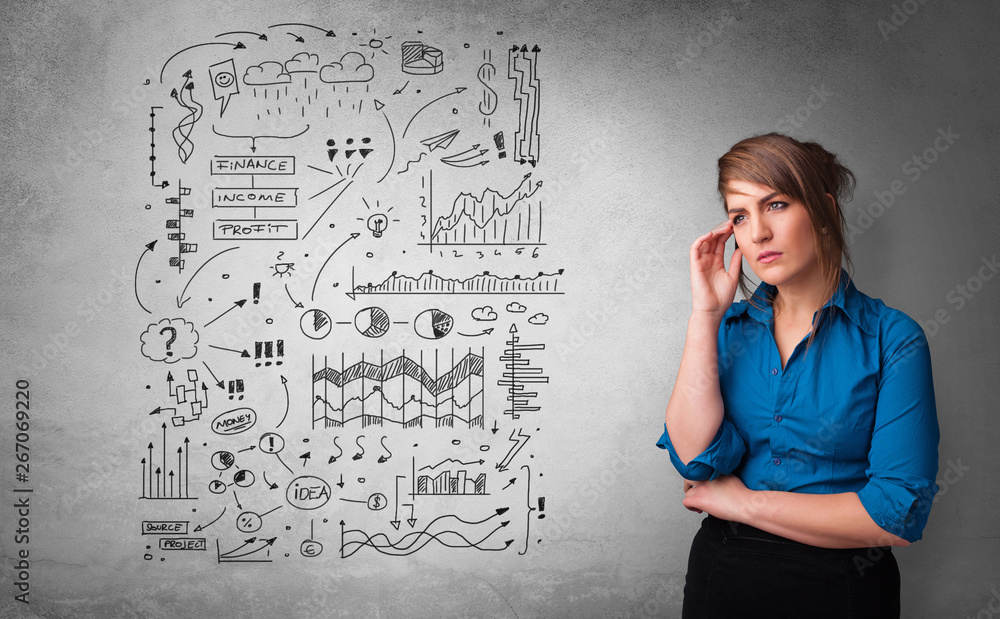Fototapeta premium Young person thinking with office problems concept 