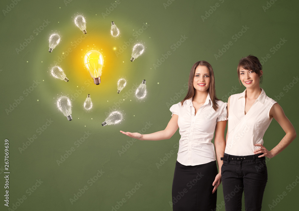 Young smiling person presenting new idea concept
Young smiling person presenting new idea concept
