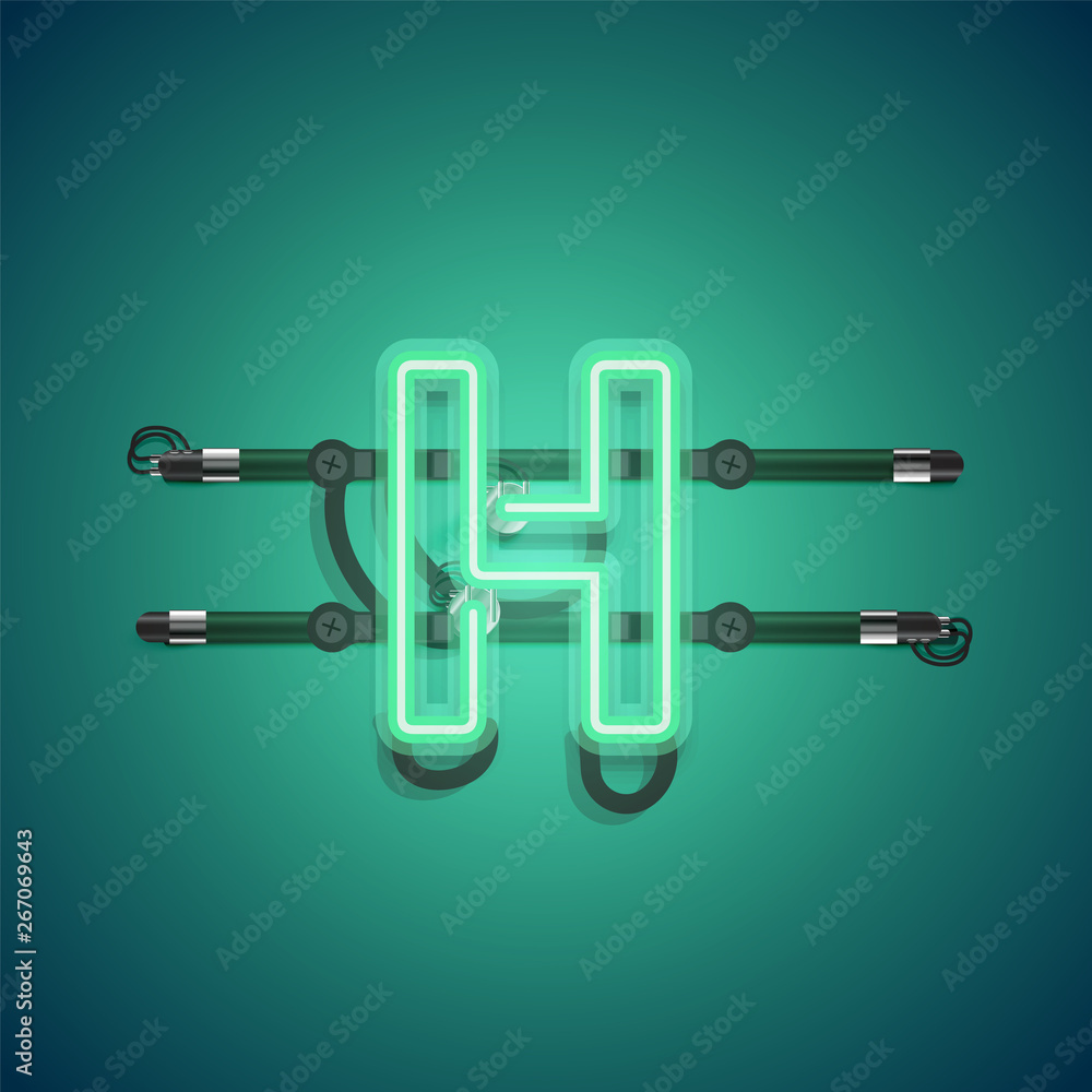 Realistic glowing green neon charcter, vector illustration Realistic glowing green neon charcter, vector illustration