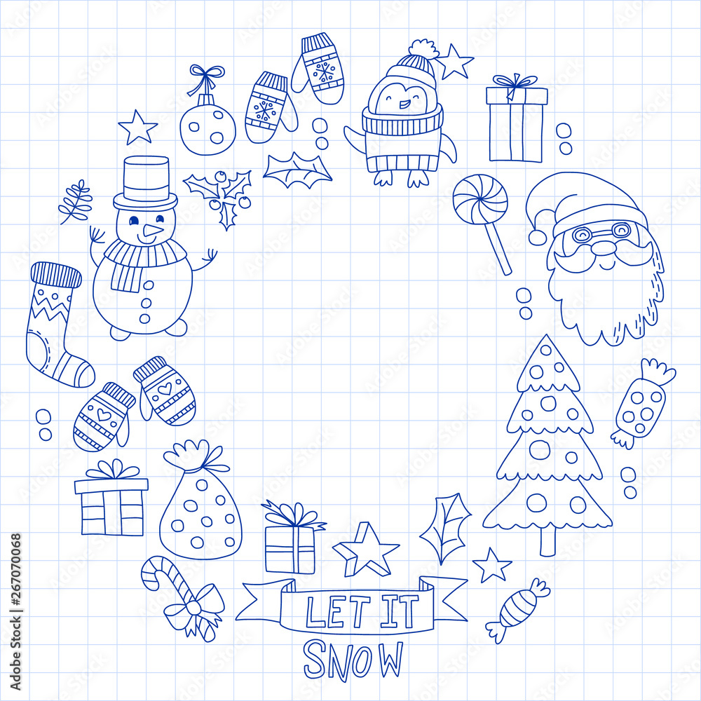 Christmas element in doodle kids drawing style. Vector pattern. Christmas element in doodle kids drawing style. Vector pattern.