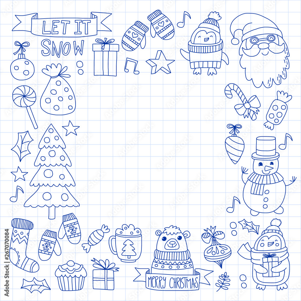 Christmas element in doodle kids drawing style. Vector pattern. Christmas element in doodle kids drawing style. Vector pattern.