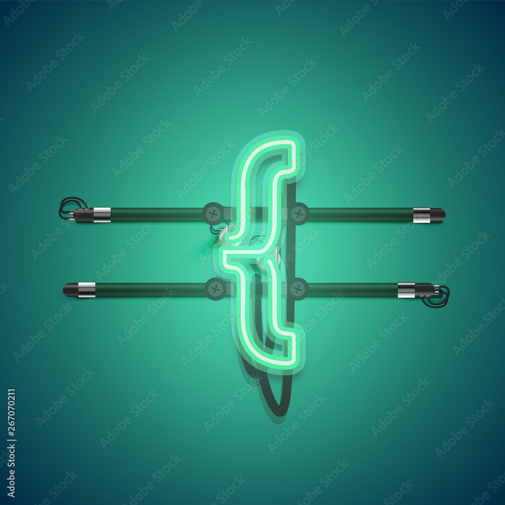 Realistic glowing green neon charcter, vector illustration Realistic glowing green neon charcter, vector illustration