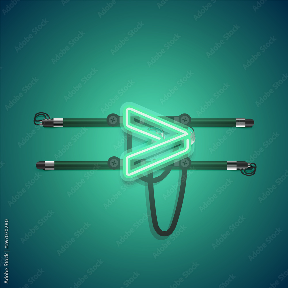 Realistic glowing green neon charcter, vector illustration Realistic glowing green neon charcter, vector illustration
