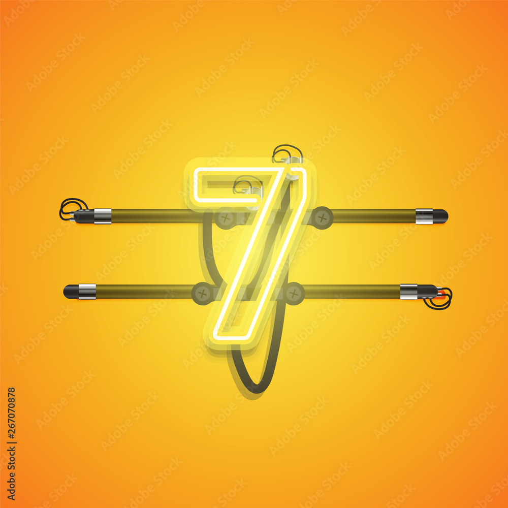 Realistic glowing yellow neon charcter, vector illustration Realistic glowing yellow neon charcter, vector illustration