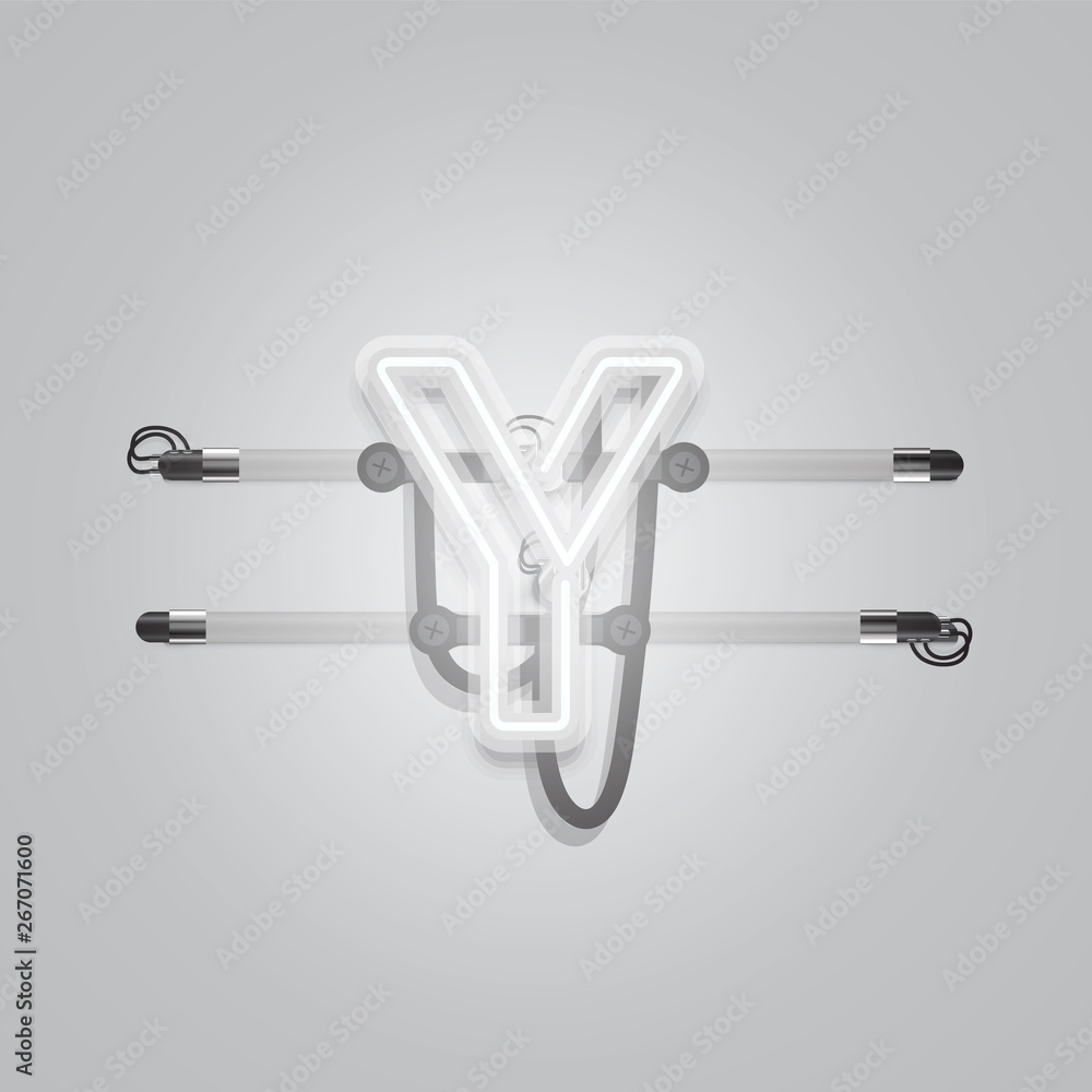 Realistic glowing grey neon charcter, vector illustration Realistic glowing grey neon charcter, vector illustration