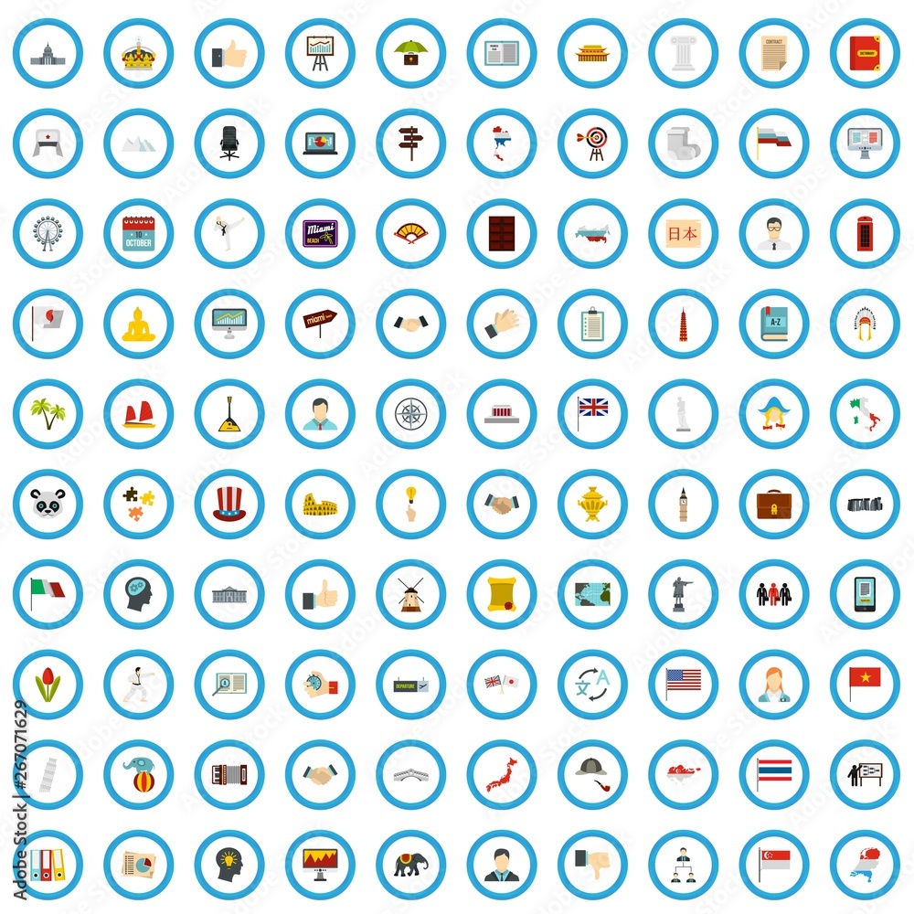 100 world examination icons set in flat style for any design vector illustration 100 world examination icons set in flat style for any design vector illustration