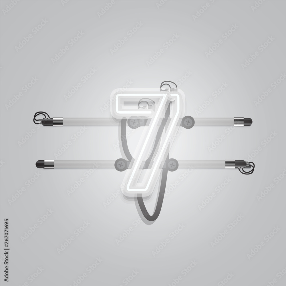 Realistic glowing grey neon charcter, vector illustration Realistic glowing grey neon charcter, vector illustration