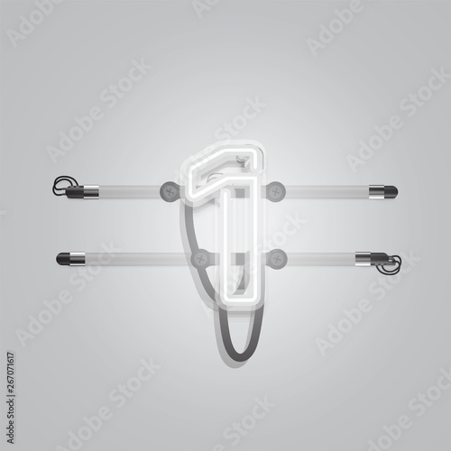 Realistic glowing grey neon charcter, vector illustration © Sebestyen Balint