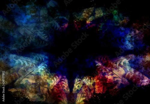 Decorative feather pattern on abstract background.
