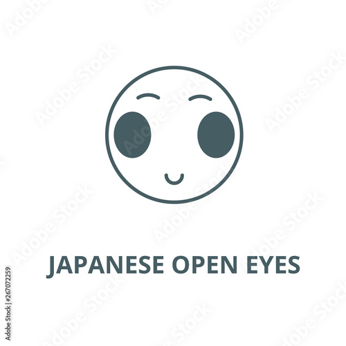 Japanese open eyes emoji vector line icon, outline concept, linear sign