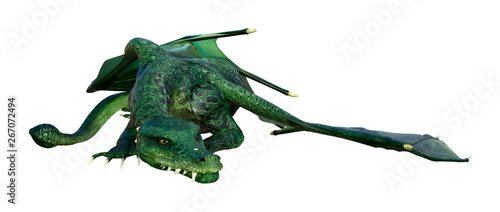 3D Rendering Fairy Tale Dragon on White