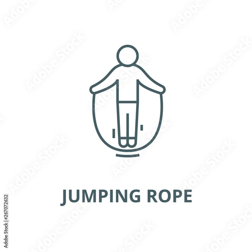 Jumping rope vector line icon, outline concept, linear sign