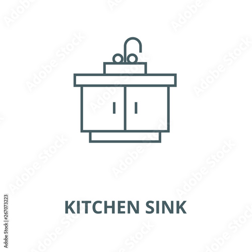 Kitchen sink vector line icon, outline concept, linear sign