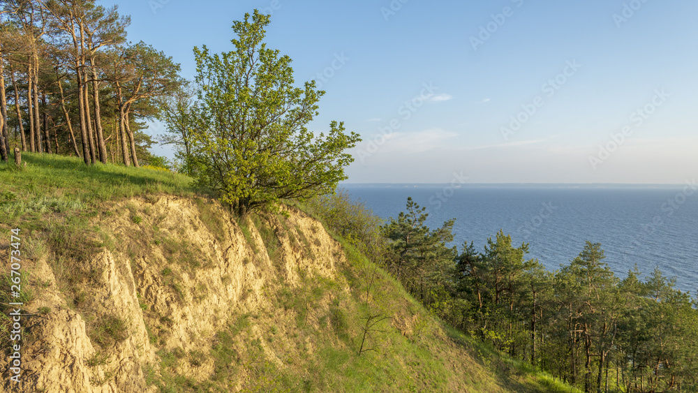 Landscape. view from the mountain to the reservoir Landscape. view from the mountain to the reservoir