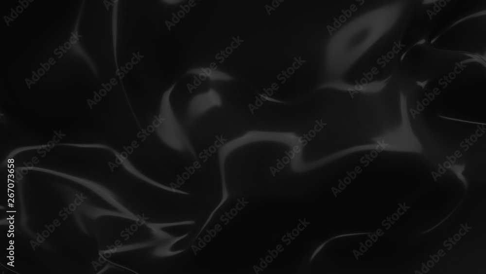 Fototapeta premium Abstract black background. Smooth black wave . Scratched Plastic. Dark luxury texture. Oil, petroleum, rock-oil. Silk, satin. Black tar, gum