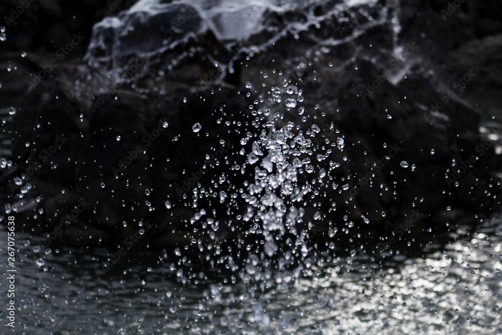 Fountain Water Splashing Closeup at Schwarzenbergplatz In Vienna, Austria