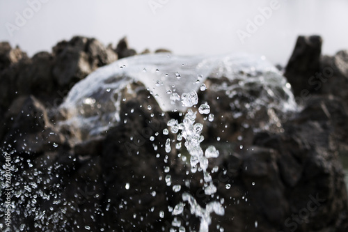 Fountain Water Splashing Closeup at Schwarzenbergplatz In Vienna, Austria