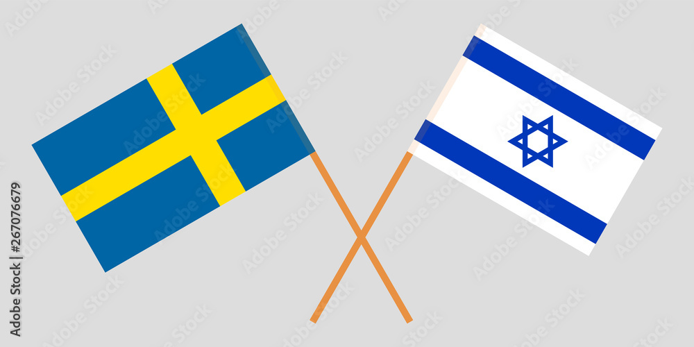 Sweden and Israel. The Swedish and Israeli flags. Official colors. Correct proportion. Vector
