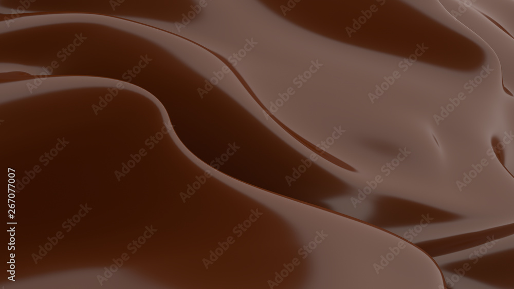 Fototapeta premium Liquid Chocolate background. Melted dark Chocolate. Wave brown background. Chocolate.