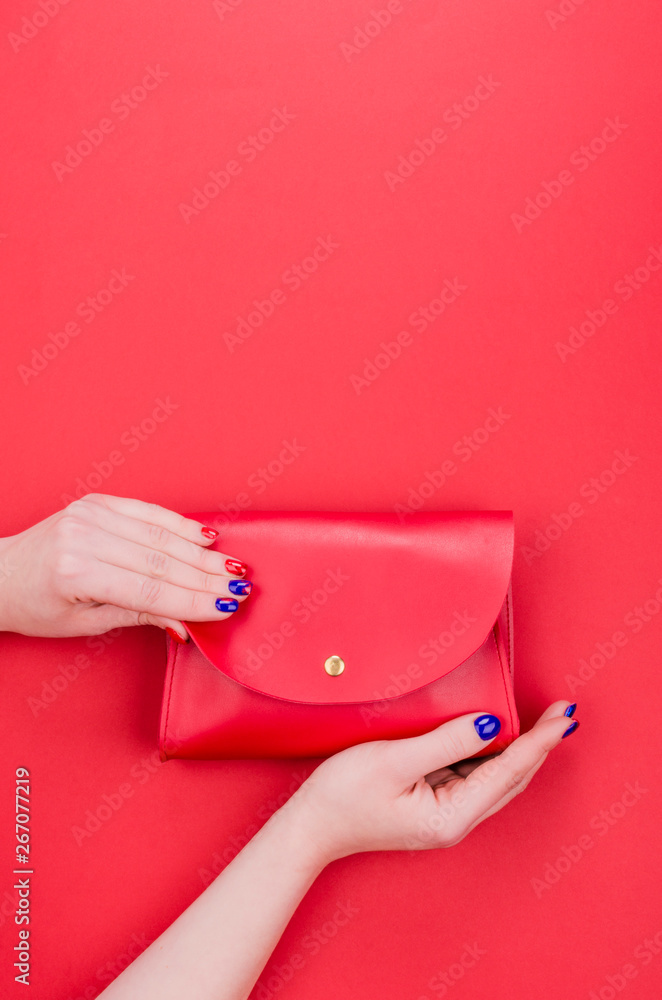 Bright summer fashion ladies accessories. Stylish red leather