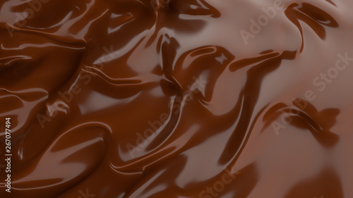 Liquid Chocolate background. Melted dark Chocolate. Wave brown background. Chocolate.