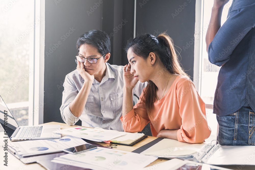 Fototapeta premium Business meeting concept; Business people and staff meeting in office to briefing strategy information of corporate; Strategy Department in corporate brainstorming at meeting room