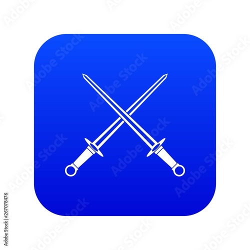 Swords icon digital blue for any design isolated on white vector illustration