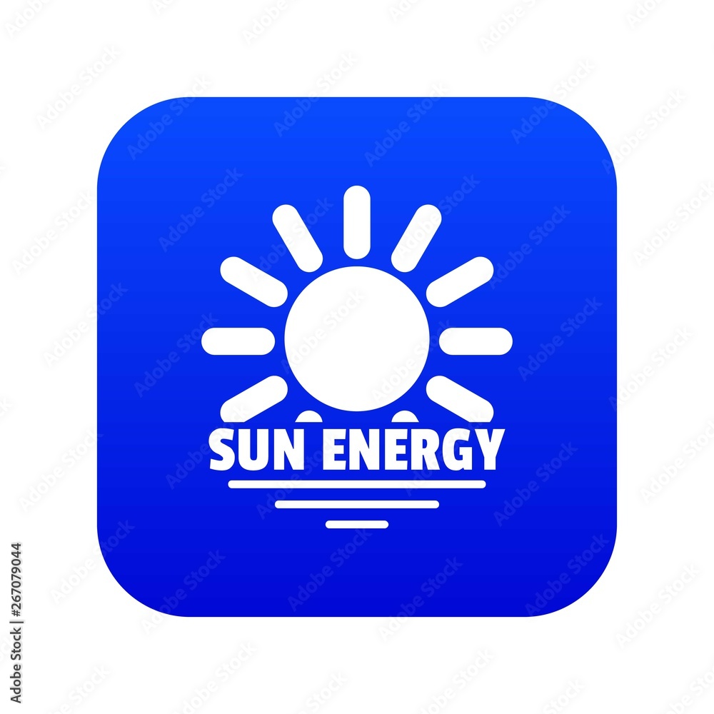 Sun energy icon blue vector isolated on white background